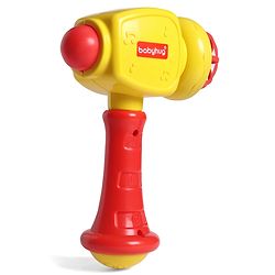 Babyhug Hammer Toy for Babies with Rattle Sound  Yellow| ABS Plastic Baby Activity Toy| Improves Motor Skills & Sensory Development| Easy Grip Manual Hammer Toy| Toddler Gifting Option
