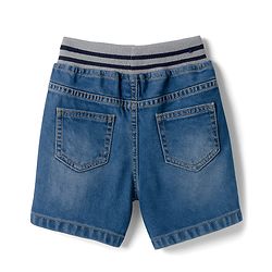 Babyhug Denim Mid Thigh Shorts With Number Embriodery - Blue