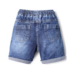 Babyhug Denim Mid Thigh Shorts With Stretch & Nautical Theme Patch - Blue