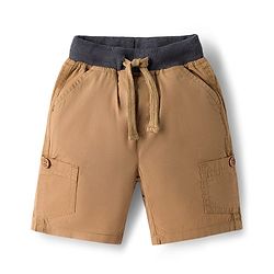 Babyhug Poplin Woven Mid Thigh Solid Colour Shorts - Khaki