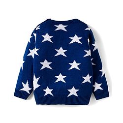 Babyhug Knit Full Sleeves Sweater Set with Star Design - Navy Blue