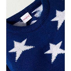 Babyhug Knit Full Sleeves Sweater Set with Star Design - Navy Blue