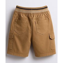 Babyhug Twill Woven Above Knee Length Bermuda With Stretch - Tan