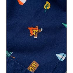 Babyhug Twill Woven Above Knee Length Bermuda With Stretch & Tree Print - Navy Blue