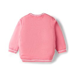 Babyhug Knitted Full Sleeves Sweater Set With Heart Design - Pink