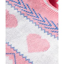 Babyhug Knitted Full Sleeves Sweater Set With Heart Design - Pink