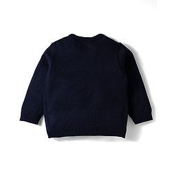 Babyhug Knit Full Sleeves Sweater Set with Police Car Print - Navy Blue