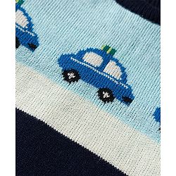 Babyhug Knit Full Sleeves Sweater Set with Police Car Print - Navy Blue