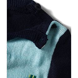 Babyhug Knit Full Sleeves Sweater Set with Police Car Print - Navy Blue