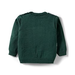 Babyhug Knit Full Sleeves Sweater Set With Heart Design - Green