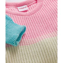 Babyhug Knitted Full Sleeves Pullover Sweater With Color Block Design - Multicolor