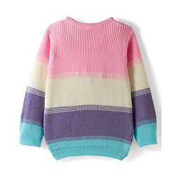 Babyhug Knitted Full Sleeves Pullover Sweater With Color Block Design - Multicolor