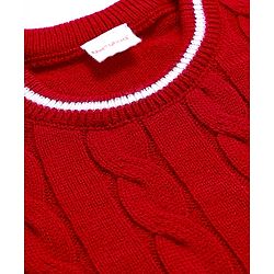 Babyhug Knit Full Sleeves Pullover Sweater with Cable Knit Design - Red