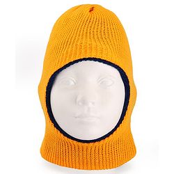 Babyhug Knit Solid Color Woollen Monkey Cap Yellow - Diameter 13 cm