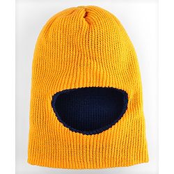 Babyhug Knit Solid Color Woollen Monkey Cap Yellow - Diameter 13 cm