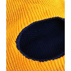 Babyhug Knit Solid Color Woollen Monkey Cap Yellow - Diameter 13 cm