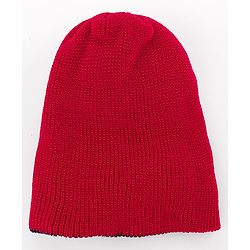 Babyhug Knit Solid Color Woollen Reversible Monkey Cap Red - Diameter 13 cm