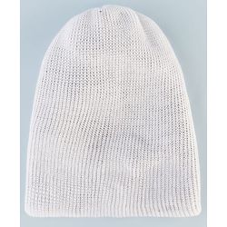 Babyhug Woollen Knit Solid Dyed Reversible Monkey Cap White & Black - Diameter 12 cm