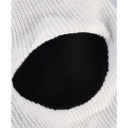 Babyhug Woollen Knit Solid Dyed Monkey Cap White & Black - Diameter 14 cm