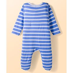 Babyhug Cotton Full Sleeves Sleepsuit With Dinosaur Print And Stripes Pack of 2 - Multicolor