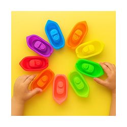 Babyhug Bath Time Floating Boats| Bath Toys for Kids| 10 Boats| Multi-Color Toddler Activity Toy| Baby Tub Toy