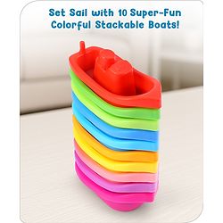 Babyhug Bath Time Floating Boats| Bath Toys for Kids| 10 Boats| Multi-Color Toddler Activity Toy| Baby Tub Toy