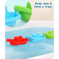 Babyhug Bath Time Floating Boats| Bath Toys for Kids| 10 Boats| Multi-Color Toddler Activity Toy| Baby Tub Toy