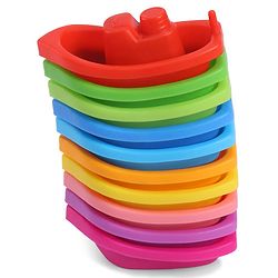 Babyhug Bath Time Floating Boats| Bath Toys for Kids| 10 Boats| Multi-Color Toddler Activity Toy| Baby Tub Toy