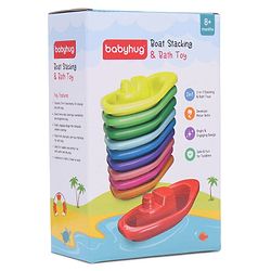Babyhug Bath Time Floating Boats| Bath Toys for Kids| 10 Boats| Multi-Color Toddler Activity Toy| Baby Tub Toy