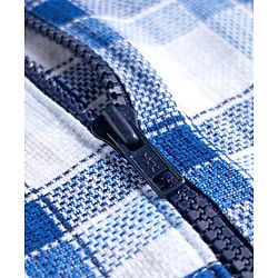Babyhug Cotton Woven Full Sleeve Hooded Shirt with Kangaroo Pocket & Tartan Checks - Blue