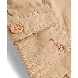 Babyhug Twill Woven Above Knee Length Bermuda With Belt & Animal Print - Beige