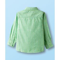 Babyhug Cotton Woven Full Sleeve Stripe Shirt With T-Shirt - Green