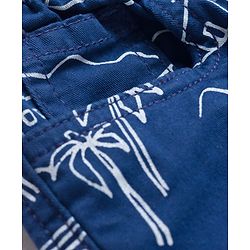 Babyhug Twill Woven Above Knee Length Bermuda With Stretch & Tree Print - Navy Blue