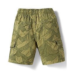 Babyhug Twill Woven Above Knee Length Bermuda With Mountain Print - Olive Green