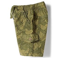Babyhug Twill Woven Above Knee Length Bermuda With Mountain Print - Olive Green
