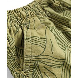 Babyhug Twill Woven Above Knee Length Bermuda With Mountain Print - Olive Green