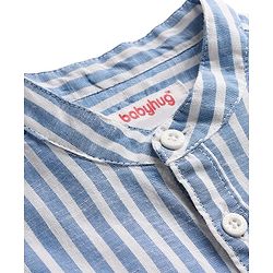 Babyhug Cotton Woven Full Sleeve Mandarin Collar Stripe Shirt - Blue