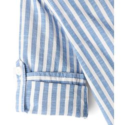 Babyhug Cotton Woven Full Sleeve Mandarin Collar Stripe Shirt - Blue