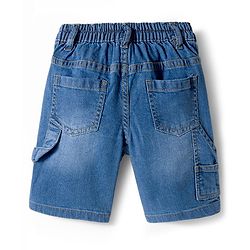 Babyhug Denim Knee Length Washed Jamaican With Stretch - Blue