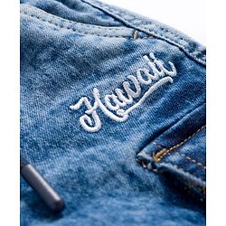 Babyhug Denim Knee Length Washed Jamaican With Stretch - Blue