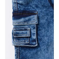 Babyhug Denim Knee Length Washed Jamaican With Stretch - Blue
