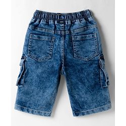 Babyhug Denim Knee Length Washed Jamaican With Stretch - Blue