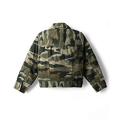Babyhug Woven Full Sleeves Cotton Lycra Denim Jacket With Camouflage Print - Multicolor
