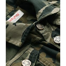 Babyhug Woven Full Sleeves Cotton Lycra Denim Jacket With Camouflage Print - Multicolor