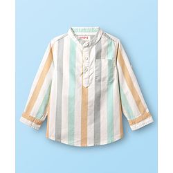 Babyhug Cotton Woven Full Sleeves Mandarin Collar Kurta Style Shirt With Stripe - Multicolour