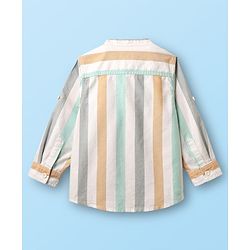 Babyhug Cotton Woven Full Sleeves Mandarin Collar Kurta Style Shirt With Stripe - Multicolour