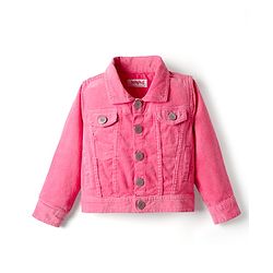 Babyhug Cotton Lycra Woven Full Sleeves Solid Corduroy Jacket - Pink