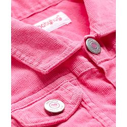 Babyhug Cotton Lycra Woven Full Sleeves Solid Corduroy Jacket - Pink