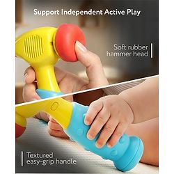 Babyhug Musical Hammer Toy with Light & Music - Yellow | Soft Rubber Head Baby Hammer Toy | Improves Motor Skills| Easy Grip Handle | Safe for Toddlers | Non-Toxic | BIS Certified