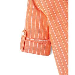 Babyhug 100% Cotton Woven Full Sleeves Mandarin Collar Kurta Style Shirt With Stripes - Orange
